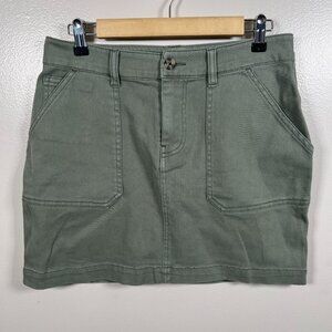 Faherty Organic Cotton Utility Mini Skirt Size Medium Fatigue Green Y2K Casual